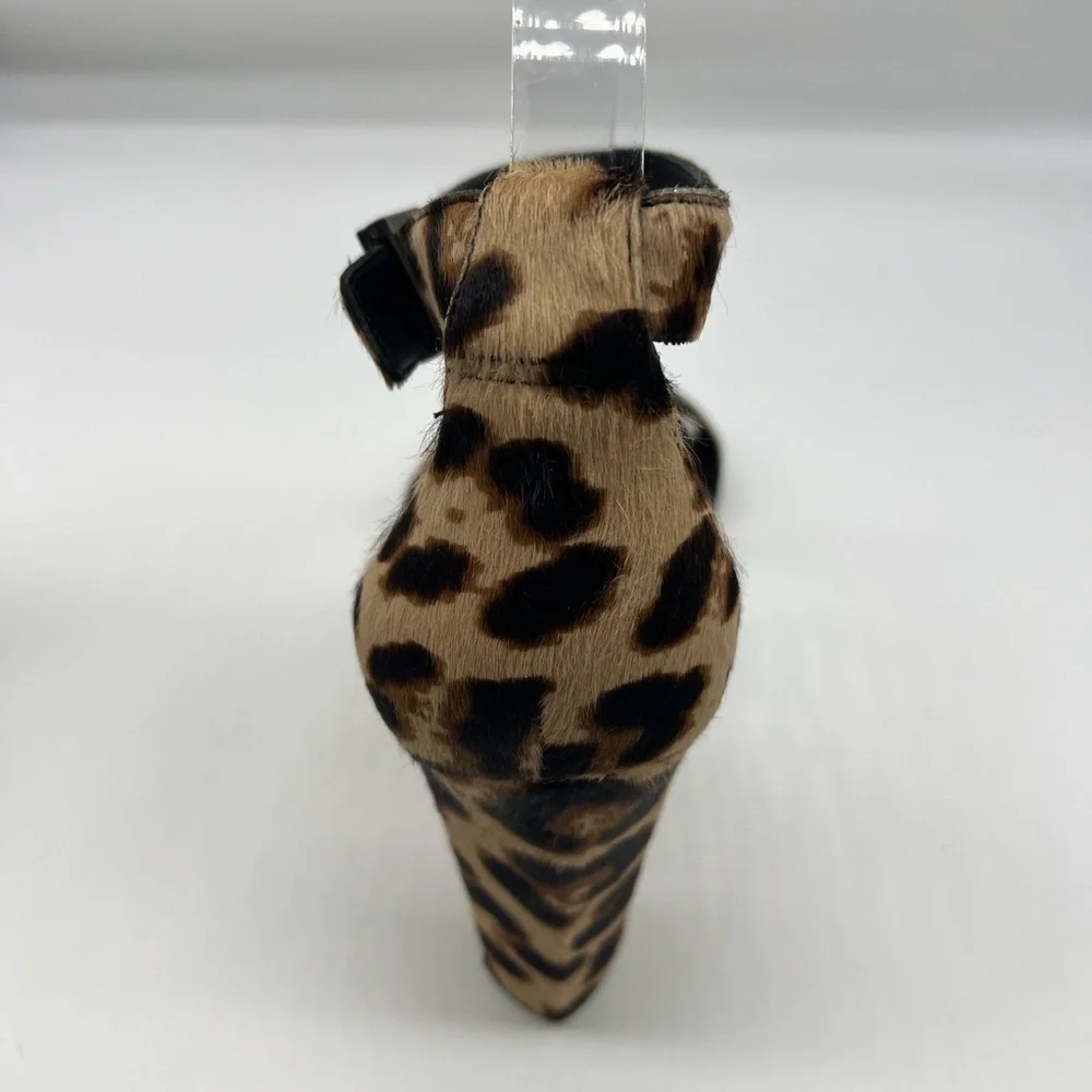Diane Von Furstenberg - Chain-link Leopard Ankle Strap Open Toe High Heels SZ 11